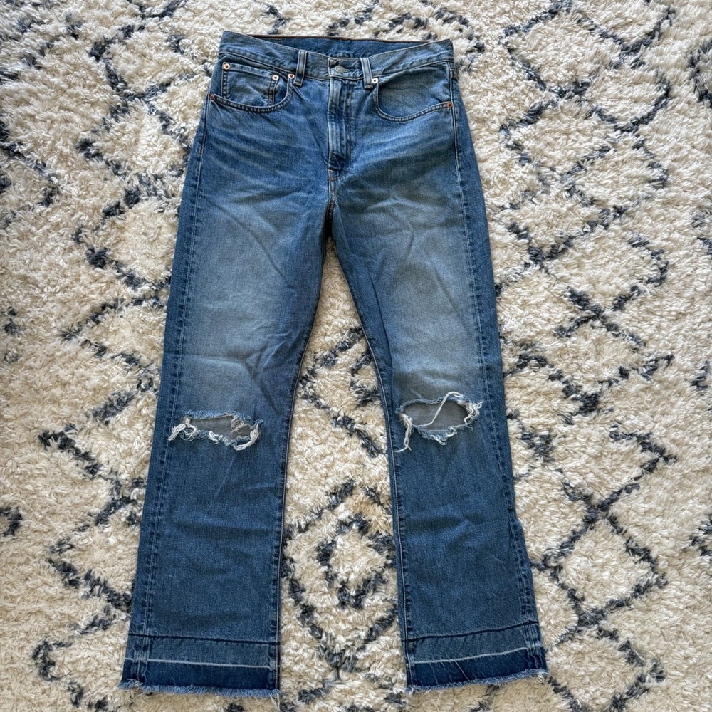 Denimist Jaclyn Slim Kick Women 26 100% Cotton Distressed Raw‎ Hem Ripped Knee